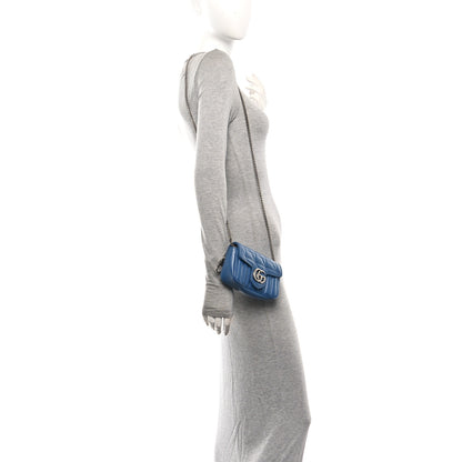 Gucci Calfskin Matelasse Aria Super Mini GG Marmont Shoulder Bag Clear Blue 2 of 10