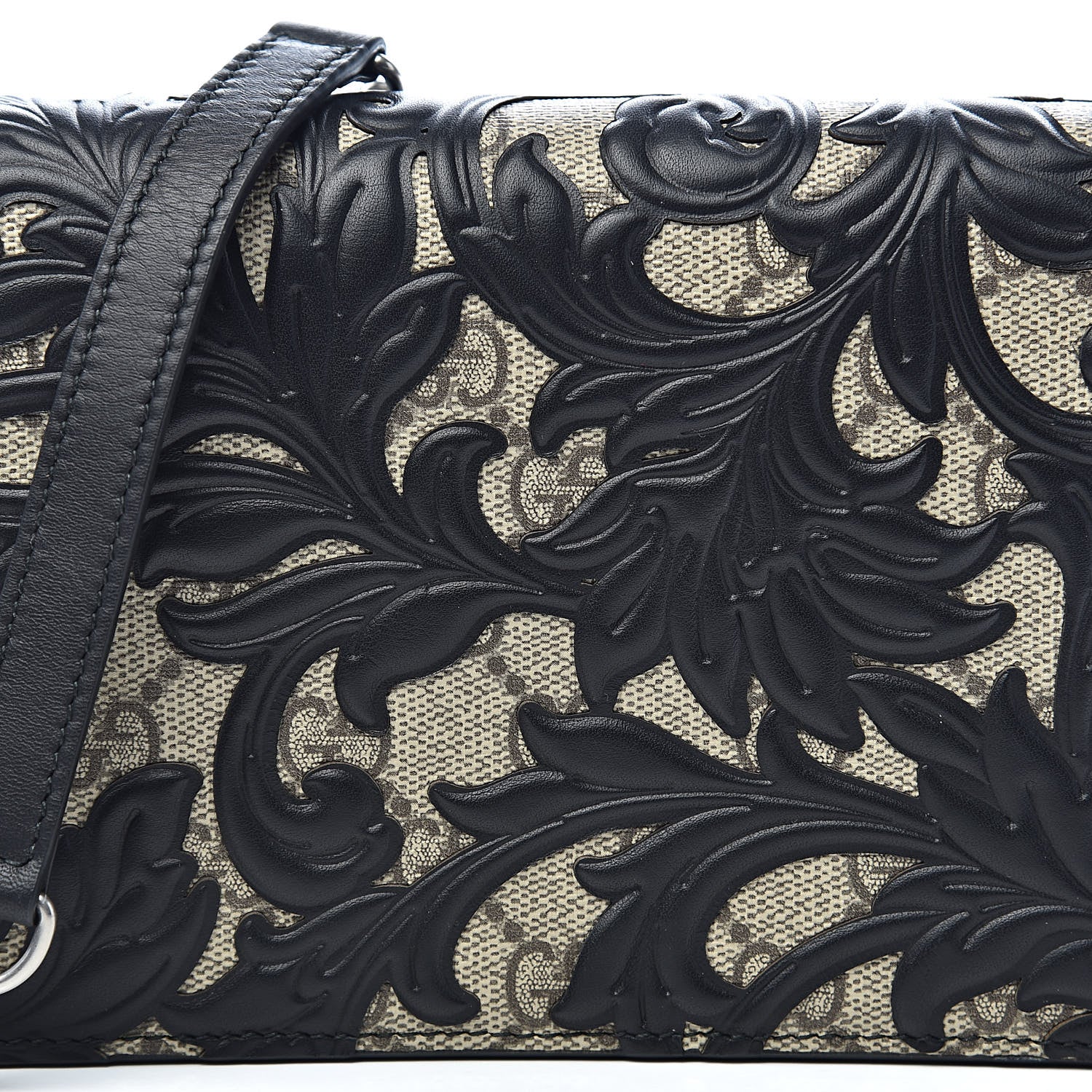 Gucci GG Supreme Monogram Arabesque Chain Wallet Black 9 of 10