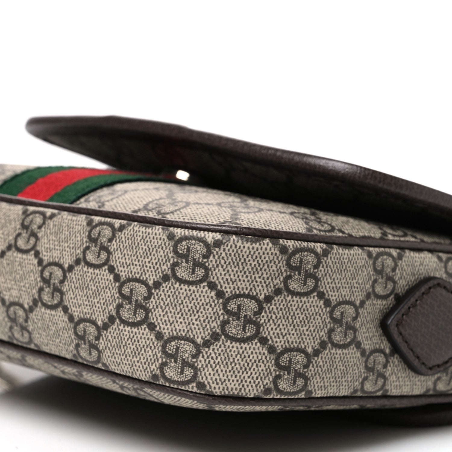 Gucci GG Supreme Monogram Textured Dollar Calfskin Small Ophidia Top Handle Shoulder Bag Beige Brown 10 of 11