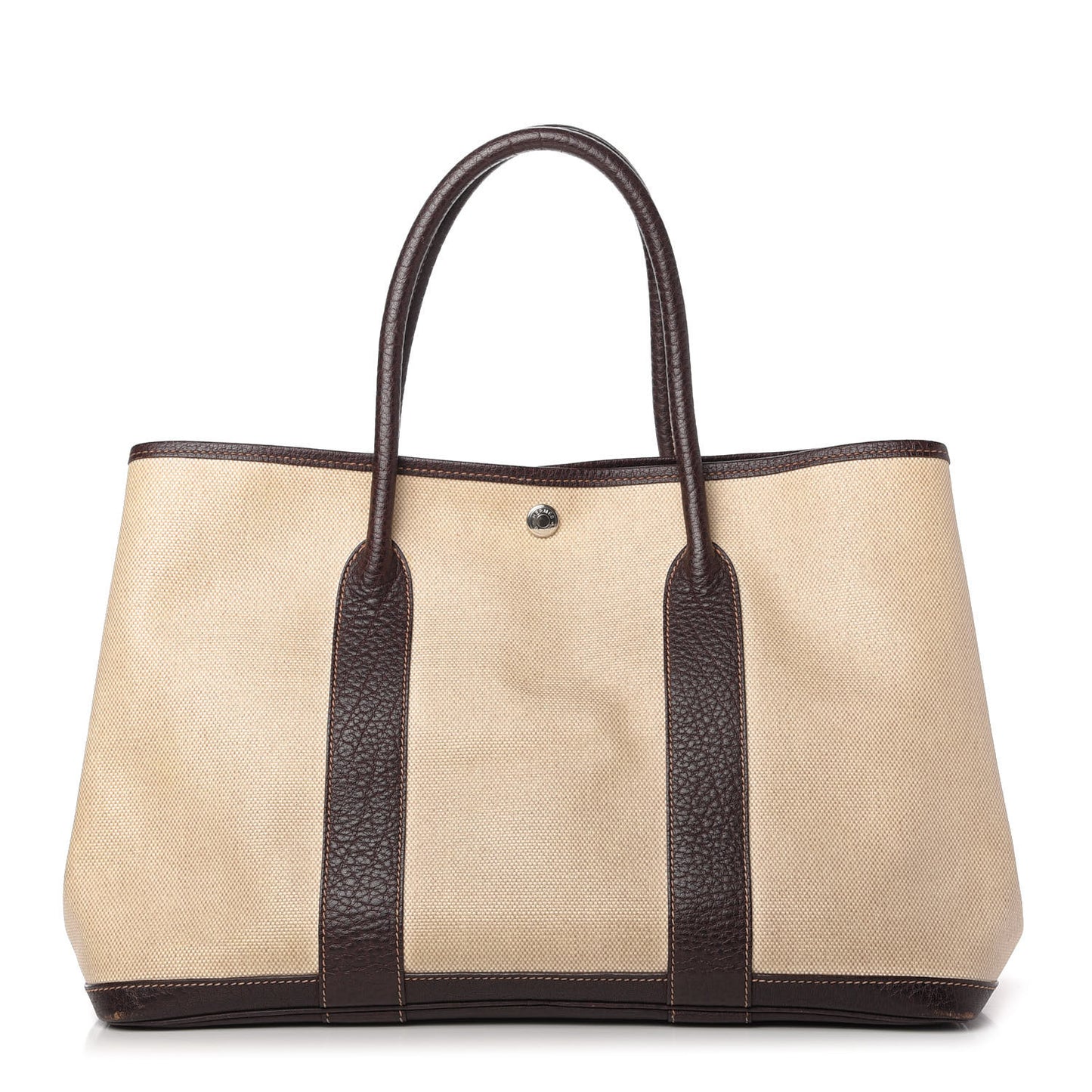 Toile Buffle Gala Garden Party Tote 36 MM Marron Fonce