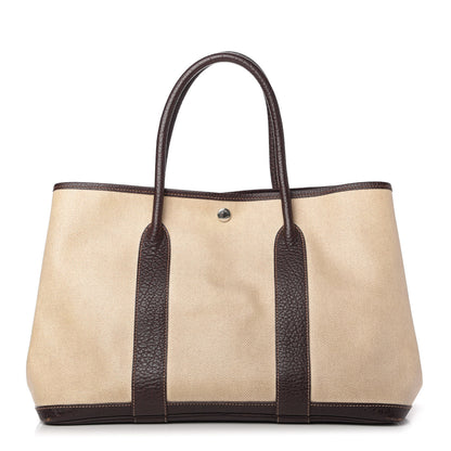 Hermes Toile Buffle Gala Garden Party Tote 36 MM Marron Fonce 1 of 10