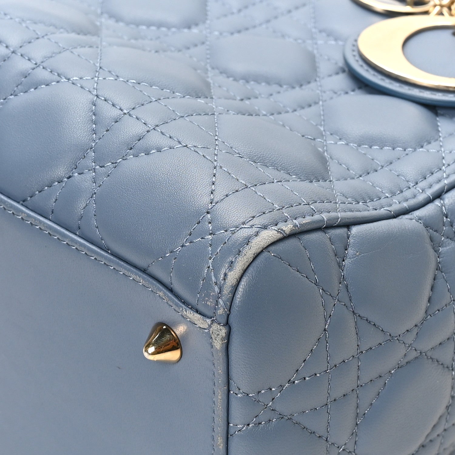 Christian Dior Lambskin Cannage Medium Lady Dior Denim Blue 11 of 12