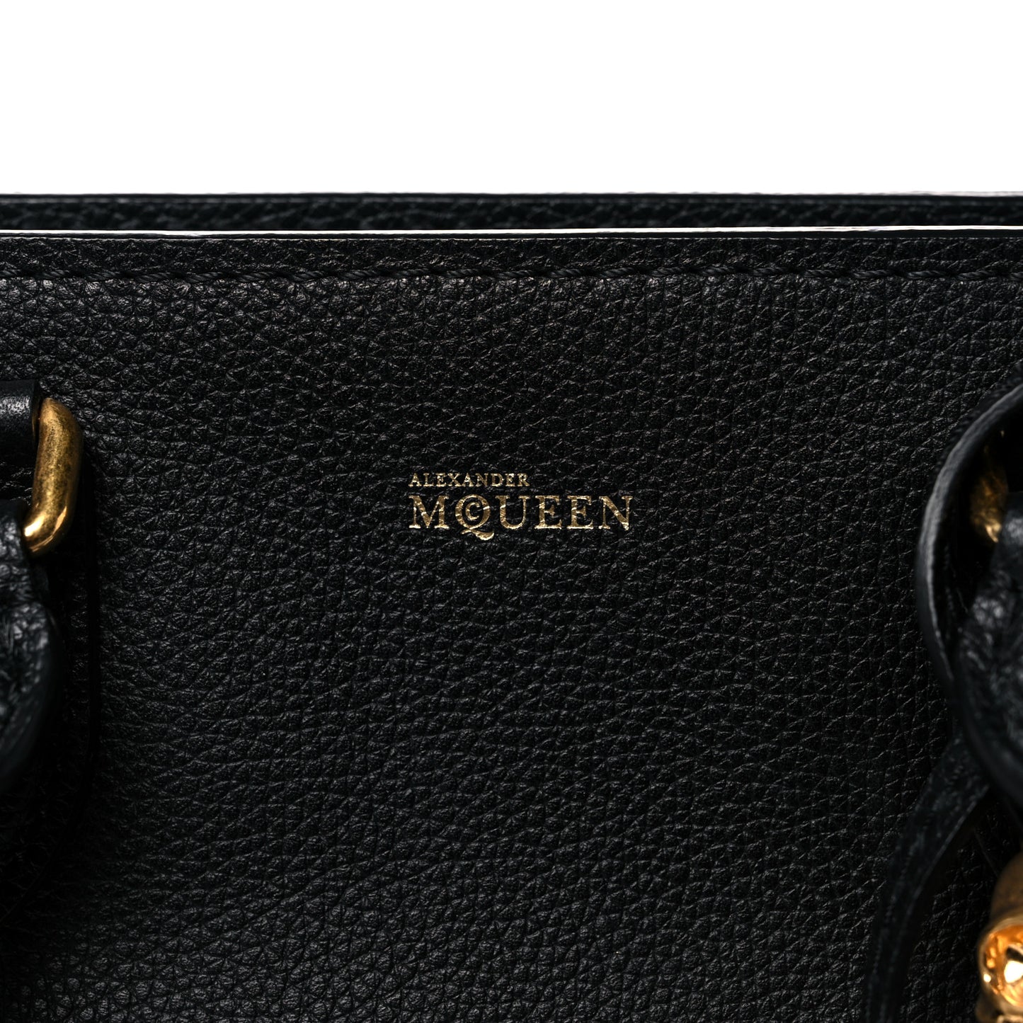 Pebbled Calfskin Small Skull Padlock Zip Around Tote Black