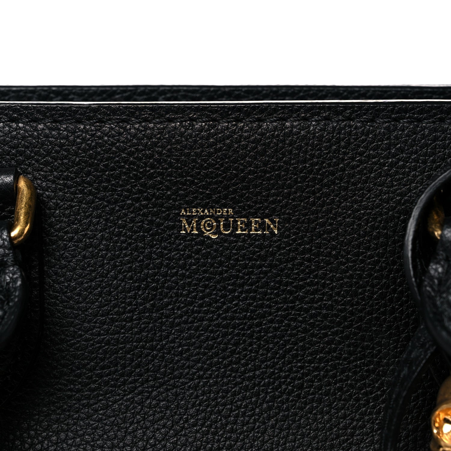 Alexander McQueen Pebbled Calfskin Small Skull Padlock Zip Around Tote Black 8 of 12