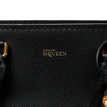Alexander McQueen Pebbled Calfskin Small Skull Padlock Zip Around Tote Black 8 of 12