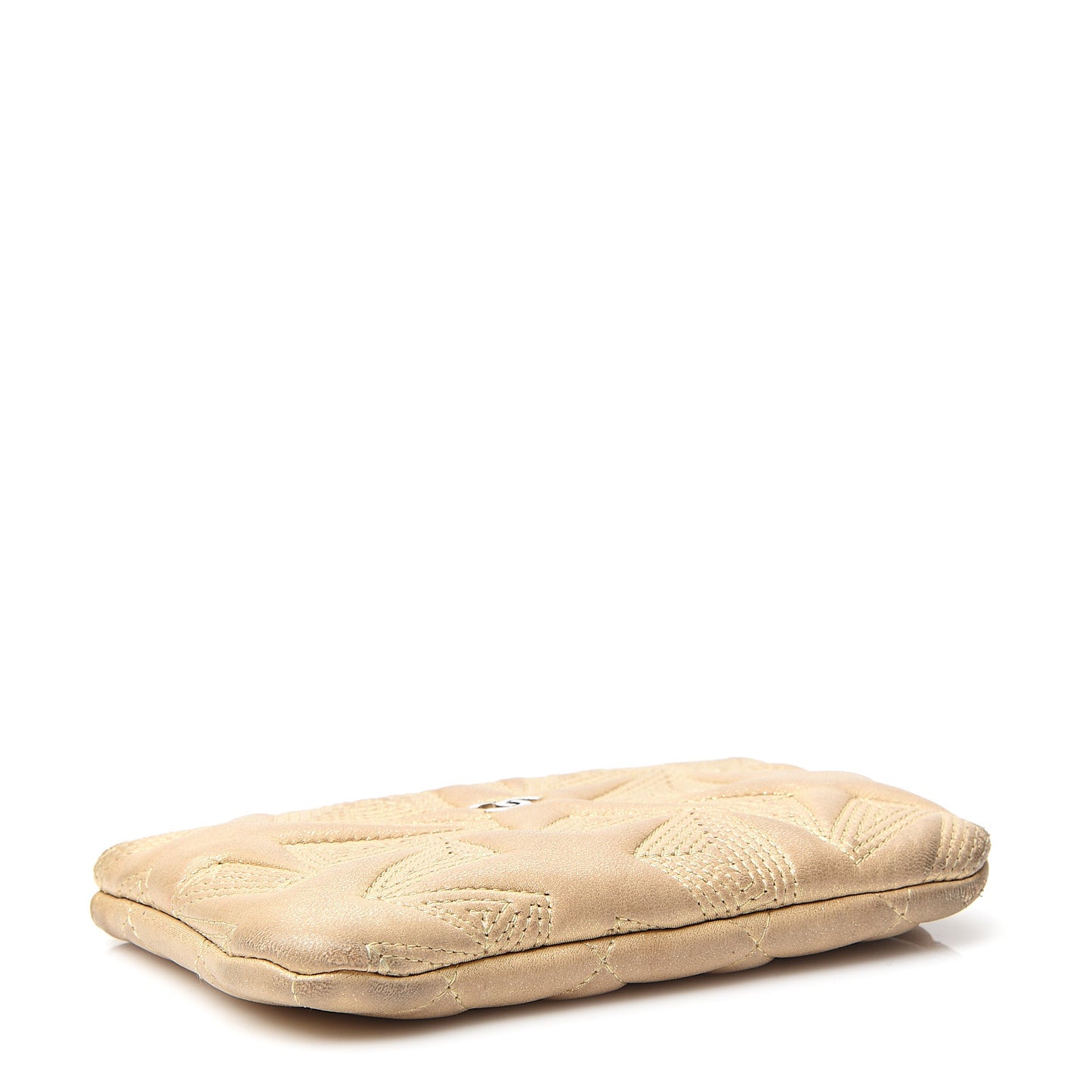 Metallic Lambskin Star Embossed Coin Purse Case Gold