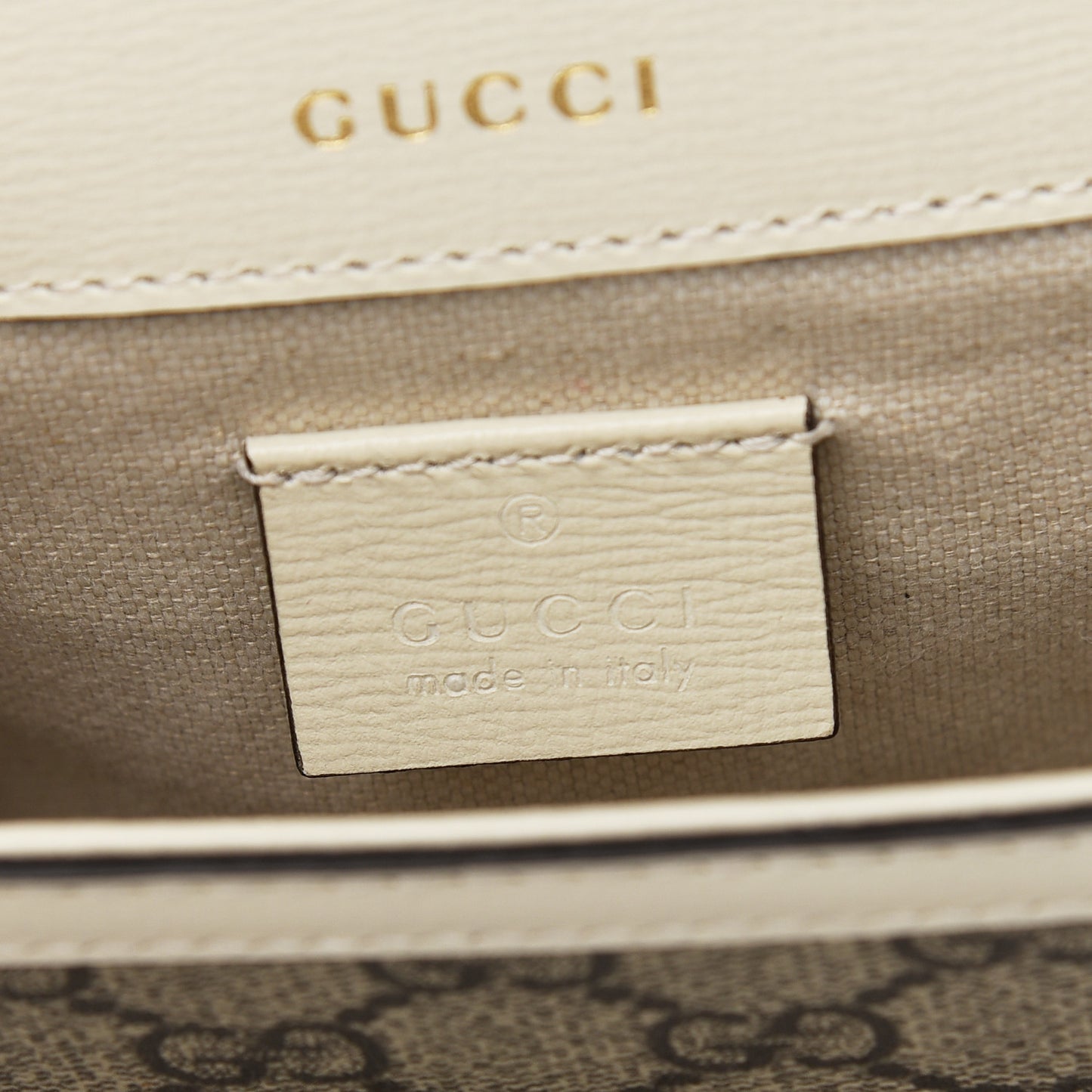 GG Supreme Monogram Web Mini Horsebit 1955 Shoulder Bag Beige Mystic White
