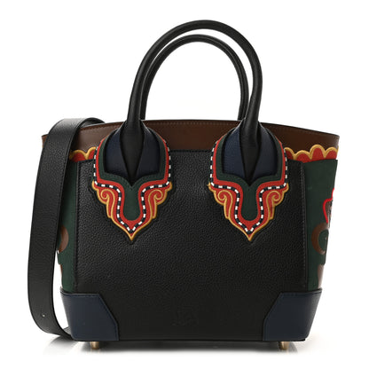 Christian Louboutin Grained Calfskin Embroidered Small Eloise Tote Black Multicolor 1 of 12