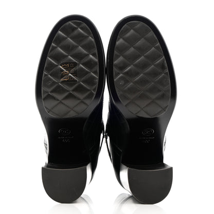 Chanel Calfskin Quilted Cap Toe Boots 40 Black Brown 5 of 11