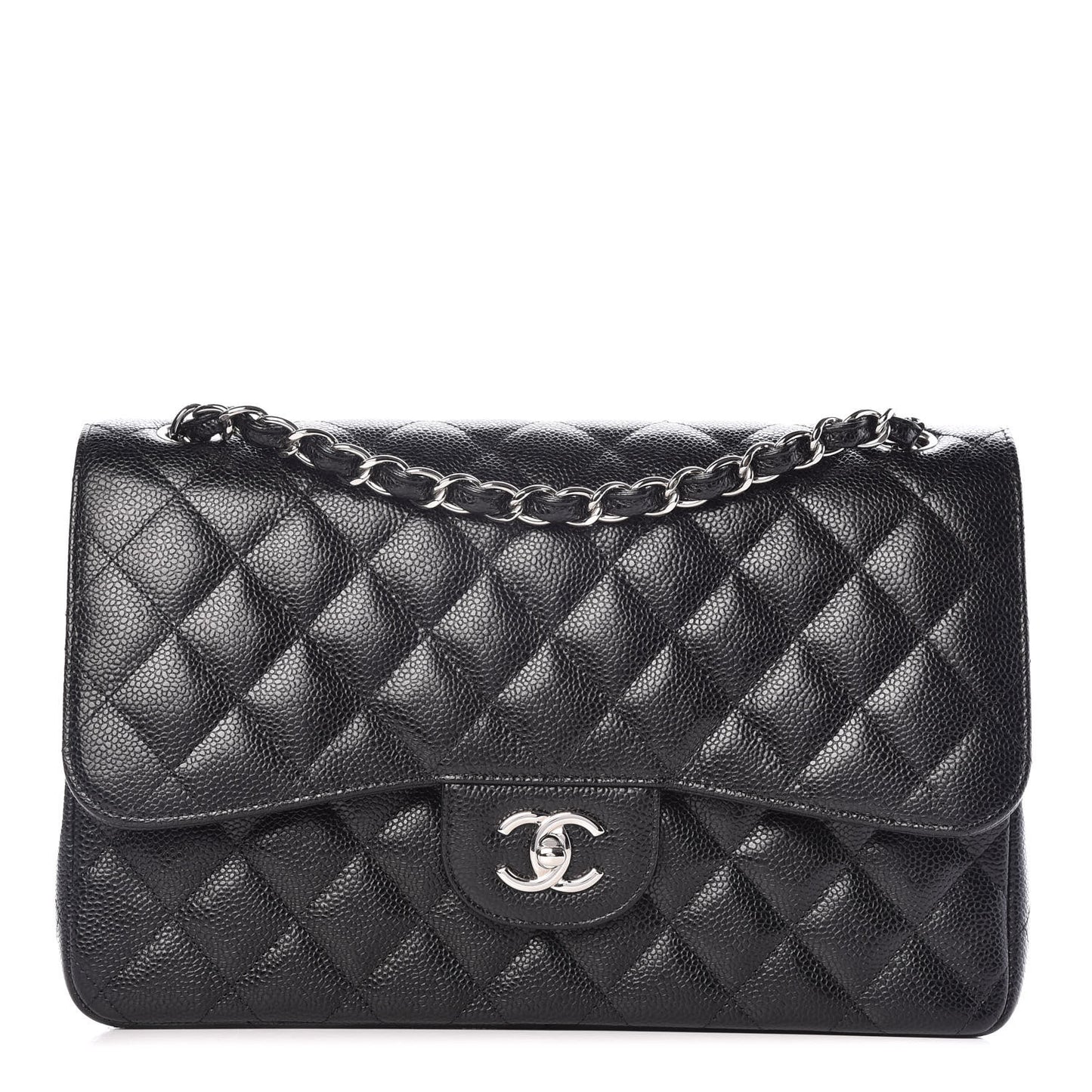 Caviar Quilted Jumbo Double Flap Black