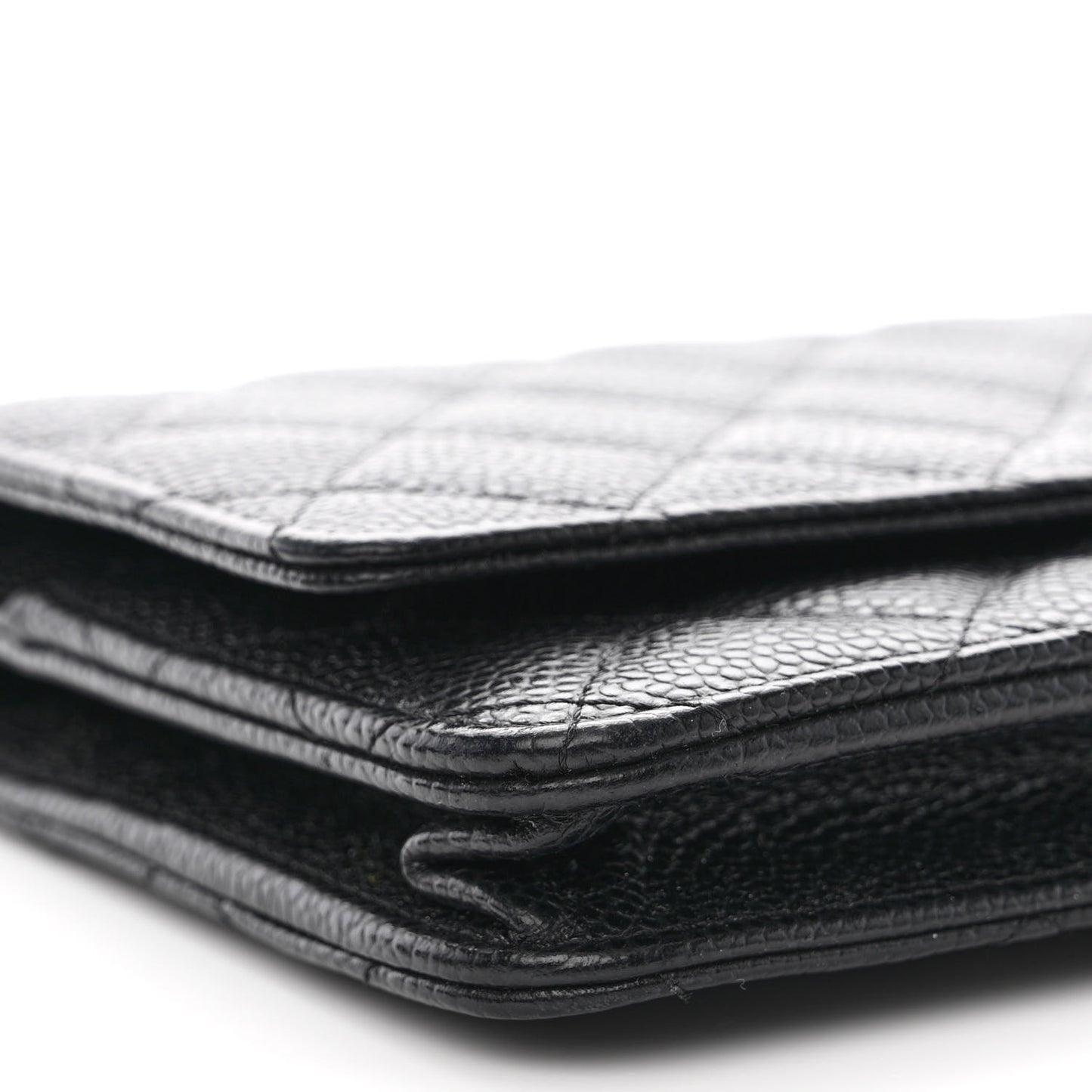 Caviar Quilted Wallet on Chain WOC Black