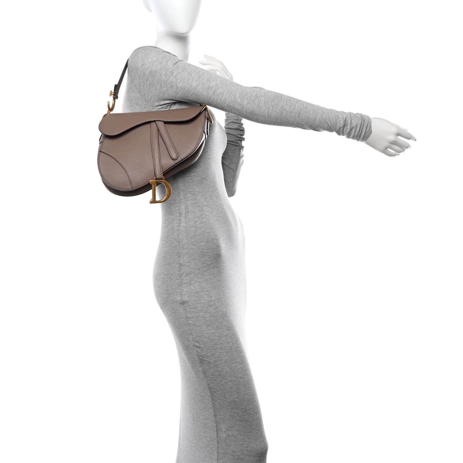 Christian Dior Grained Calfskin Saddle Bag Warm Taupe 2 of 14