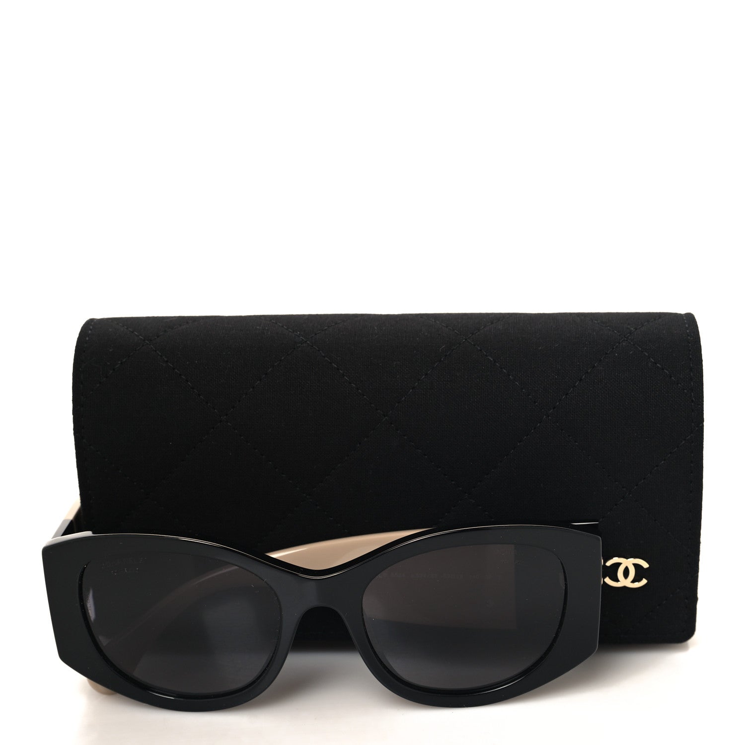 Chanel Acetate Polarized Rectangle Sunglasses 5524 Black Beige 8 of 8