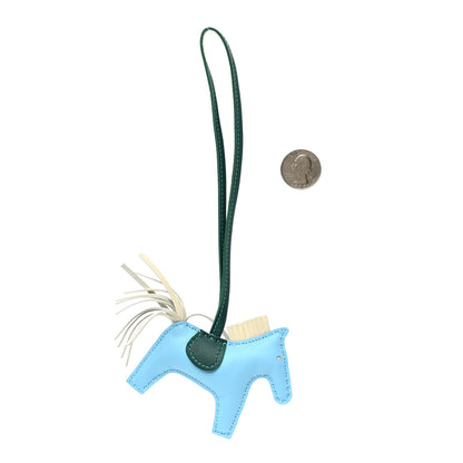 Hermes Milo Lambskin Grigri Rodeo Horse Bag Charm PM Celeste Malachite Craie 2 of 4