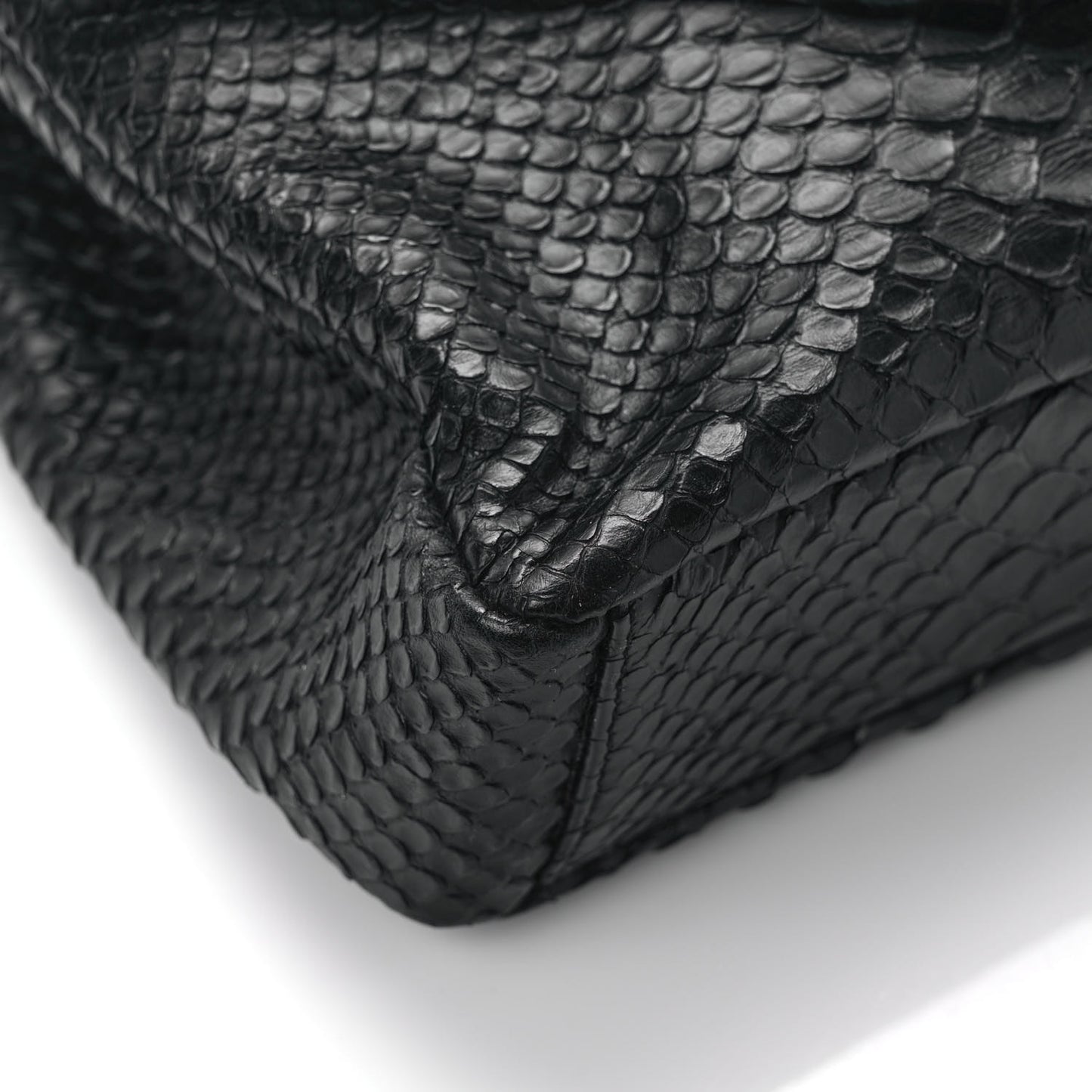 Calfskin Python Embossed Monogram Medium College Bag Black