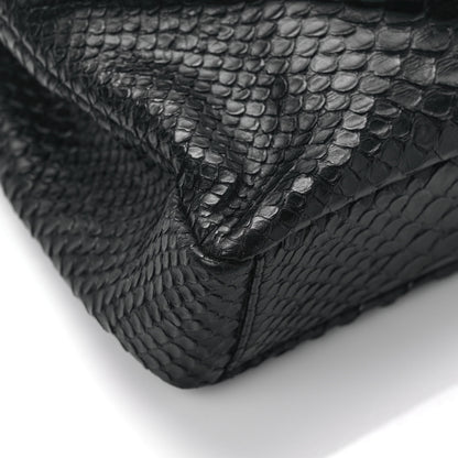 Saint Laurent Calfskin Python Embossed Monogram Medium College Bag Black 9 of 13