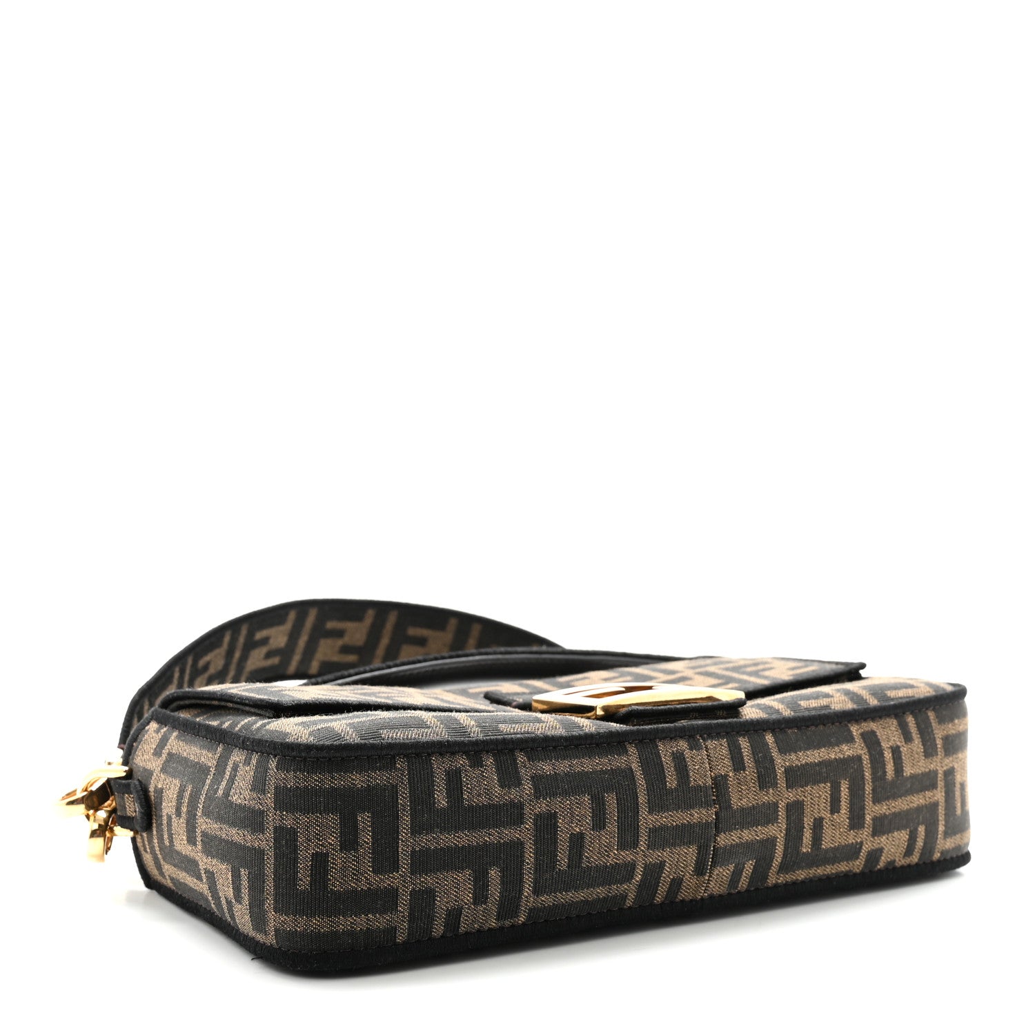 Fendi Fabric Jacquard FF 1974 Medium Baguette Tobacco Moro Black 4 of 10