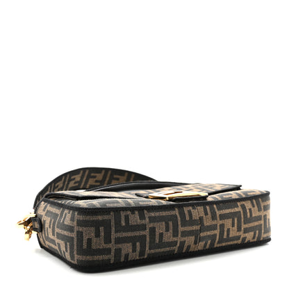 Fendi Fabric Jacquard FF 1974 Medium Baguette Tobacco Moro Black 4 of 10