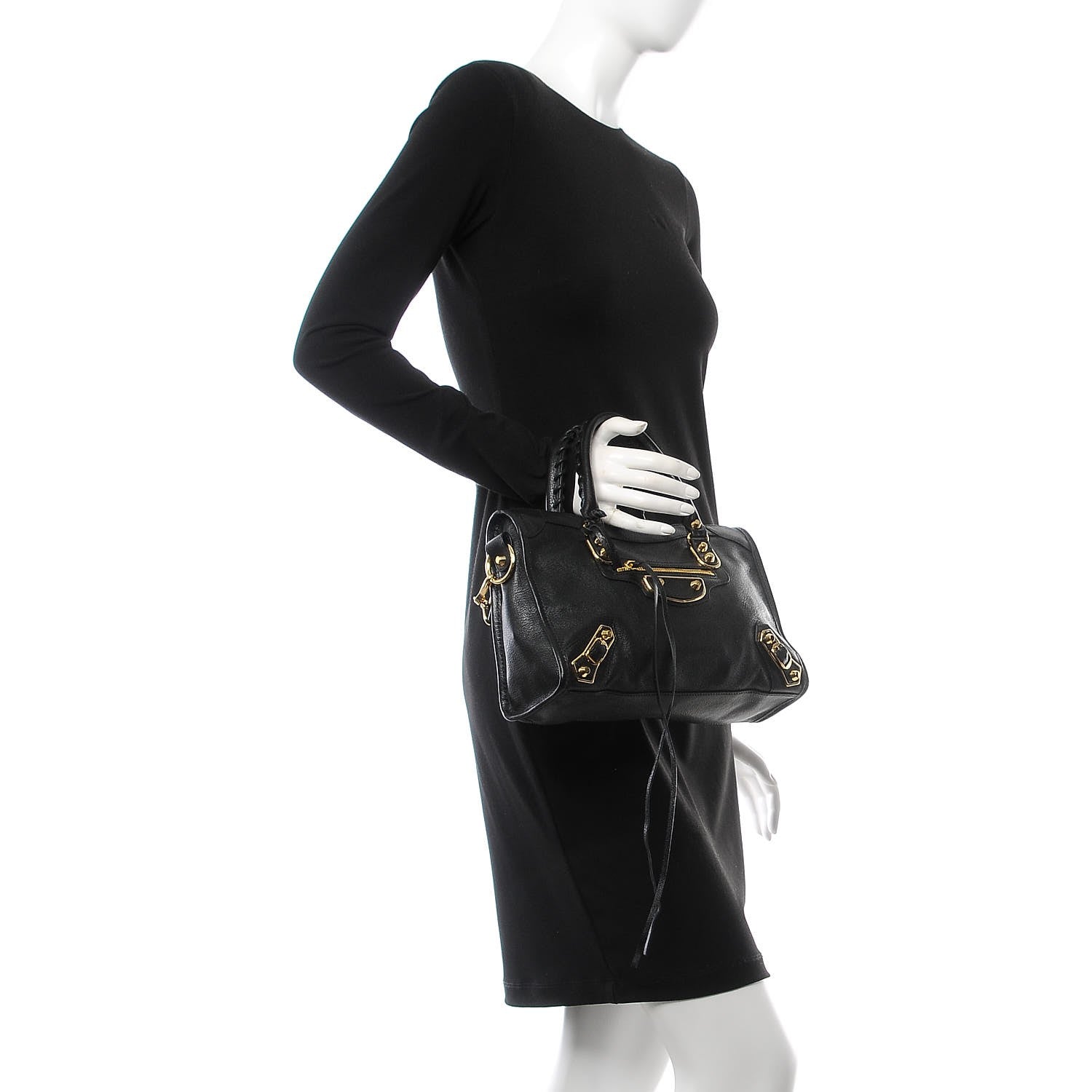 Balenciaga Chevre Gold Metallic Edge Hardware S City Black 3 of 8