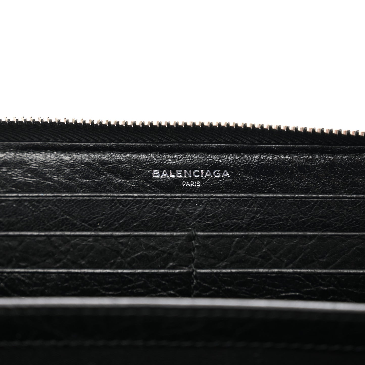 Agneau Classic Silver Hardware Continental Zip Around Wallet Black