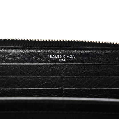 Balenciaga Agneau Classic Silver Hardware Continental Zip Around Wallet Black 6 of 8