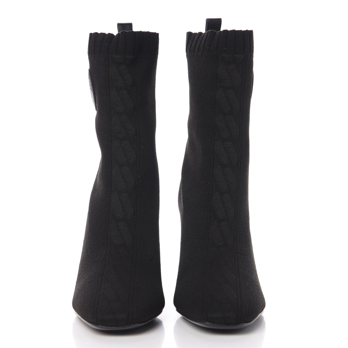Knit Calfskin Volver Ankle Boots 38 Black