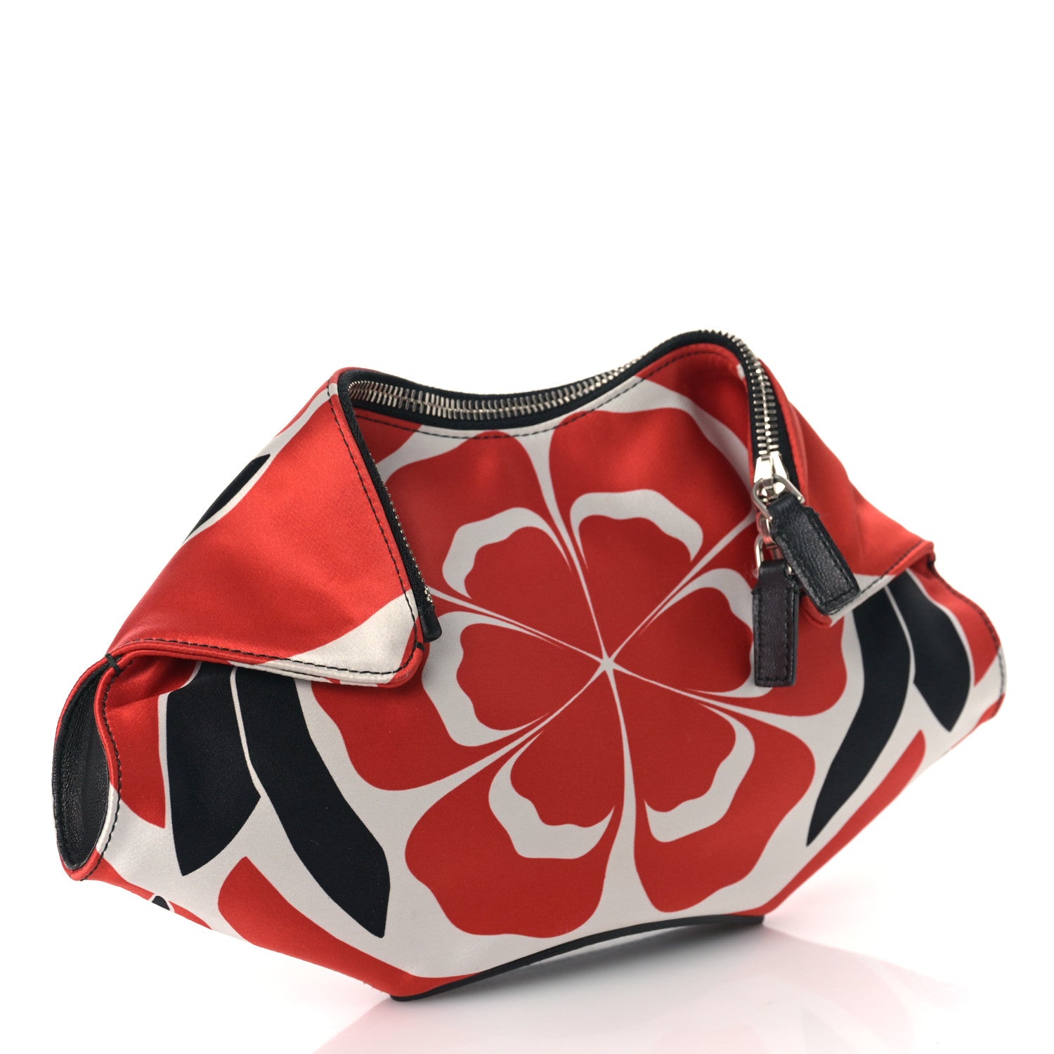 Alexander McQueen Silk Flower Collage De Manta Clutch Red Black White 3 of 8