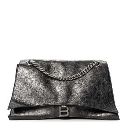 Balenciaga Metallic Crushed Calfskin Large Crush Chain Bag Steel Grey 1 of 10
