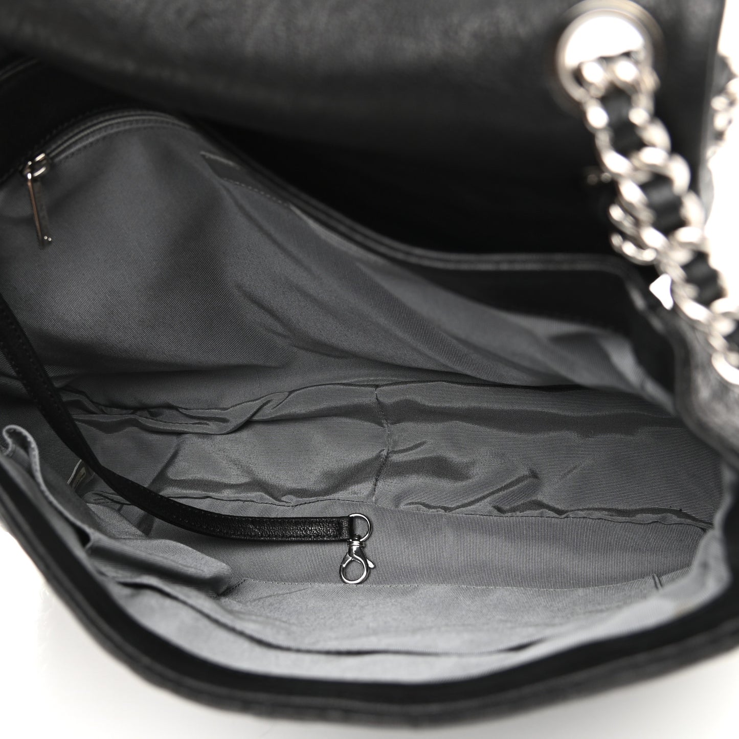 Washed Lambskin Quilted Maxi Chain Around Flap Black