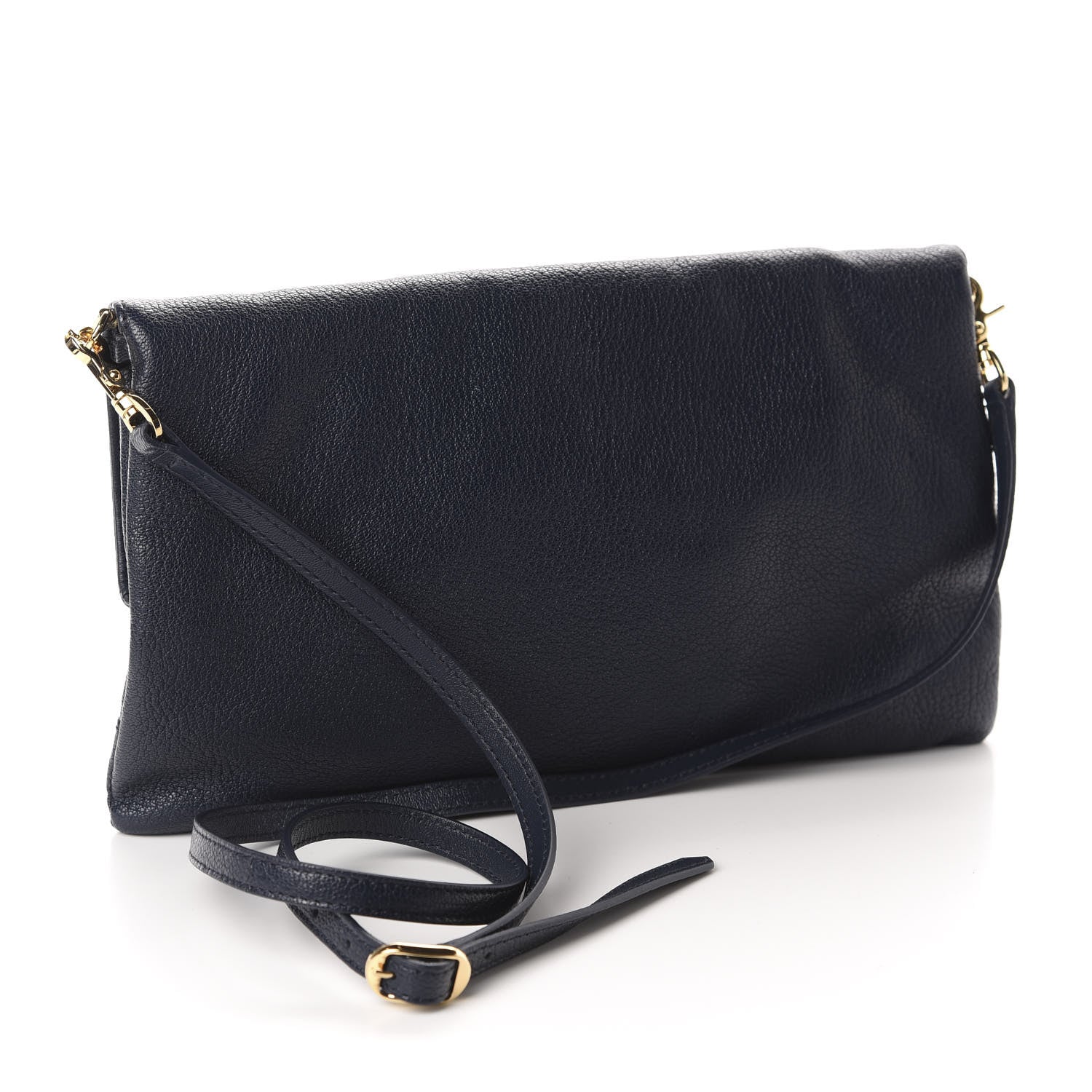Balenciaga Chevre Gold Metallic Edge Hardware Envelope Clutch Bleu Nuit 4 of 11