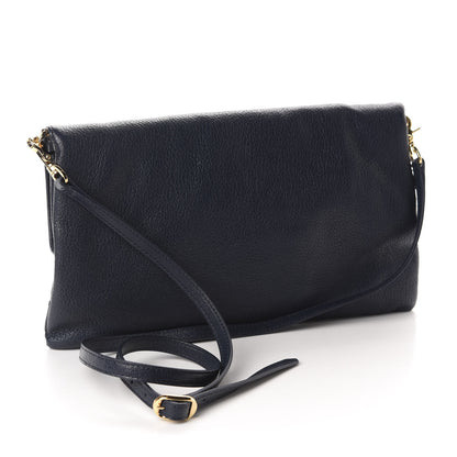 Balenciaga Chevre Gold Metallic Edge Hardware Envelope Clutch Bleu Nuit 4 of 11
