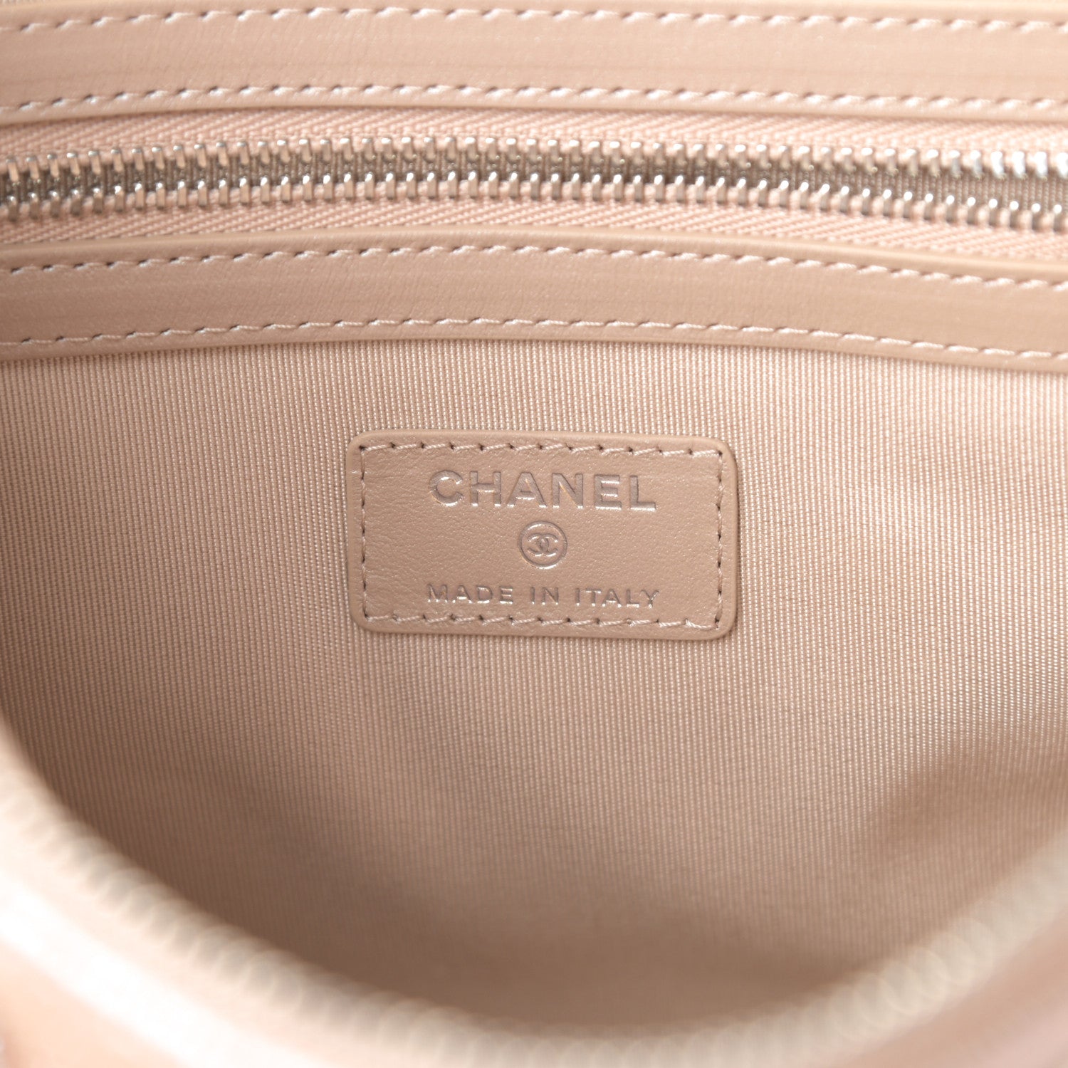 Chanel Iridescent Caviar Chevron Quilted Medium Cosmetic Case Light Gold 6 of 8