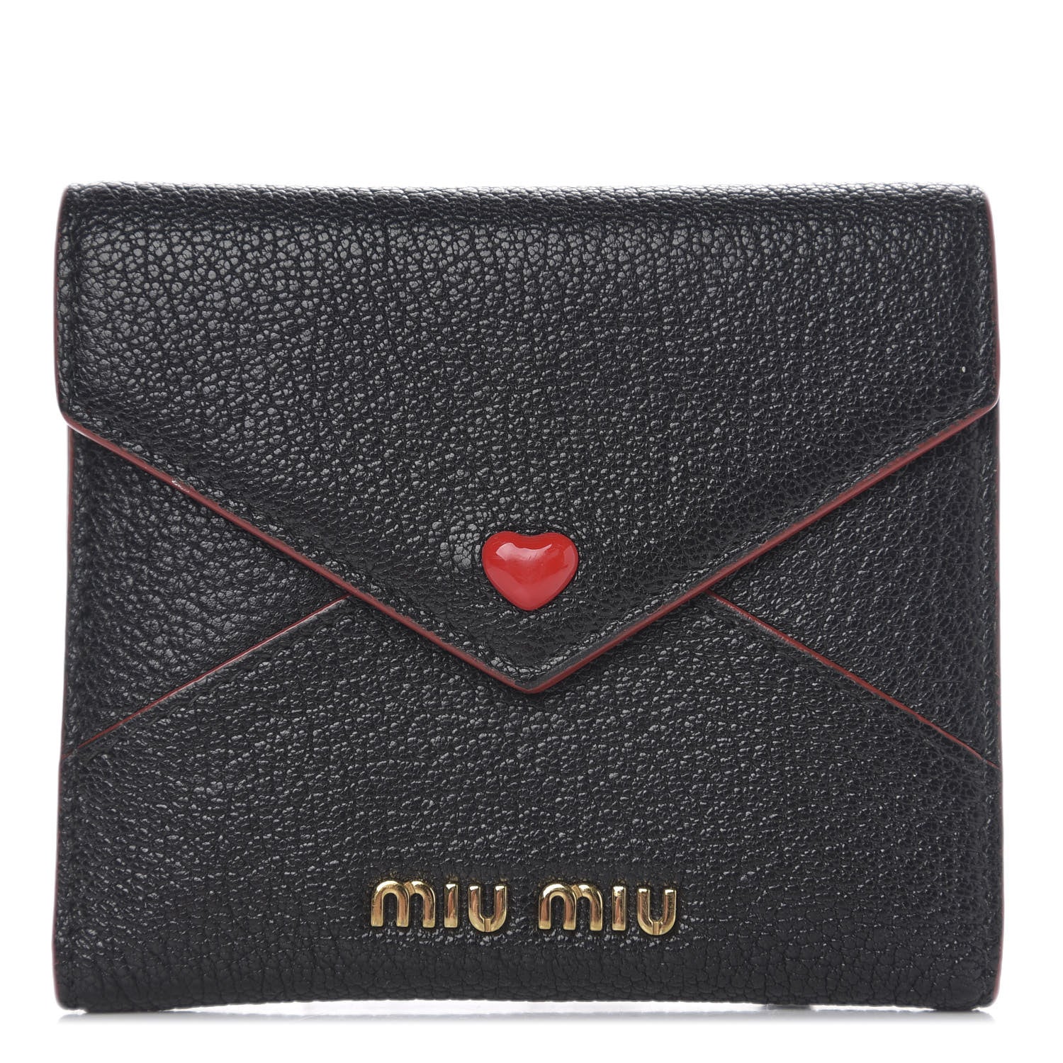 Miu Miu Goatskin Madras Love Compact Wallet Black 1 of 7