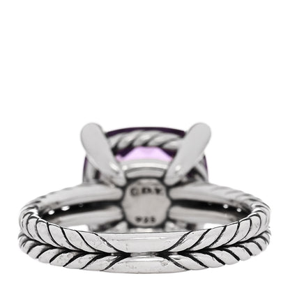 David Yurman Sterling Silver Diamond Amethyst 11mm Chatelaine Ring 53 6.5 4 of 5