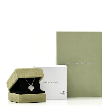 Van Cleef & Arpels 18K Yellow Gold Mother of Pearl Vintage Alhambra Pendant Necklace 6 of 6