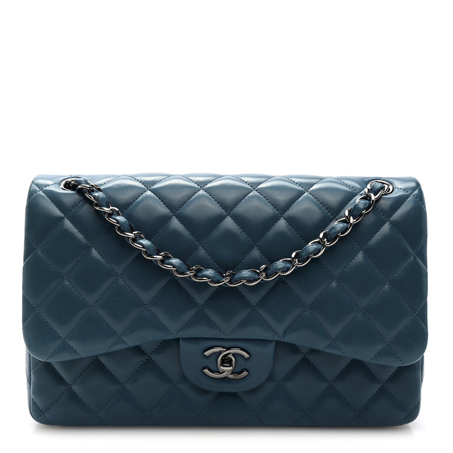 Chanel Lambskin Quilted Jumbo Double Flap Turquoise 1 of 10