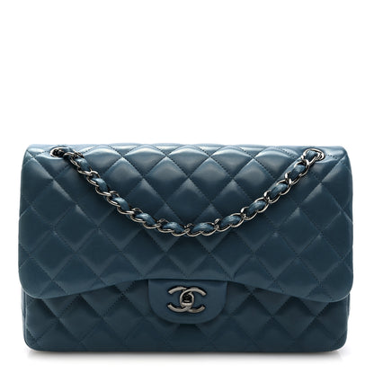 Chanel Lambskin Quilted Jumbo Double Flap Turquoise 1 of 10
