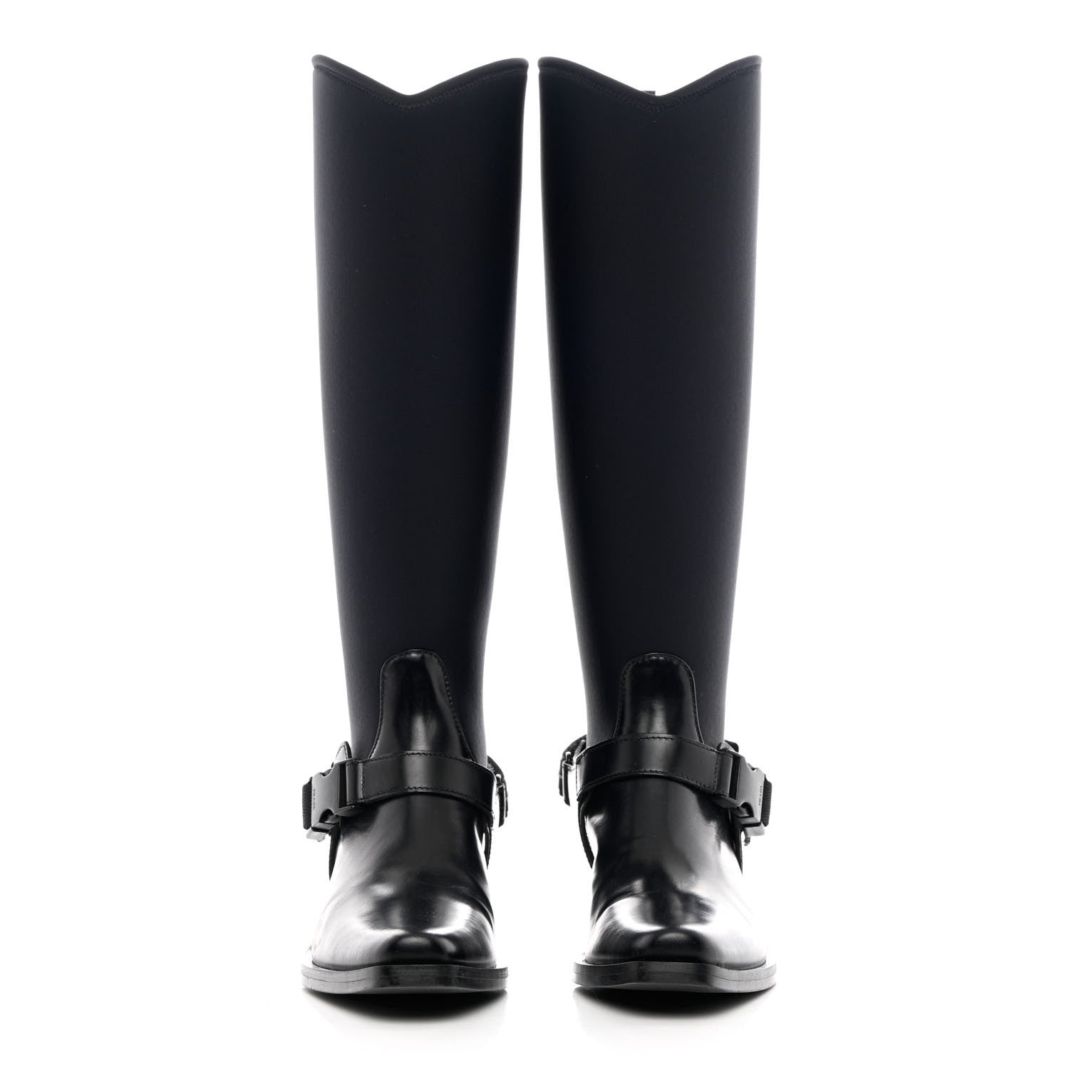 Prada Spazzolato Rois Neoprene 50mm Western Tall Boots 37 Black 2 of 10
