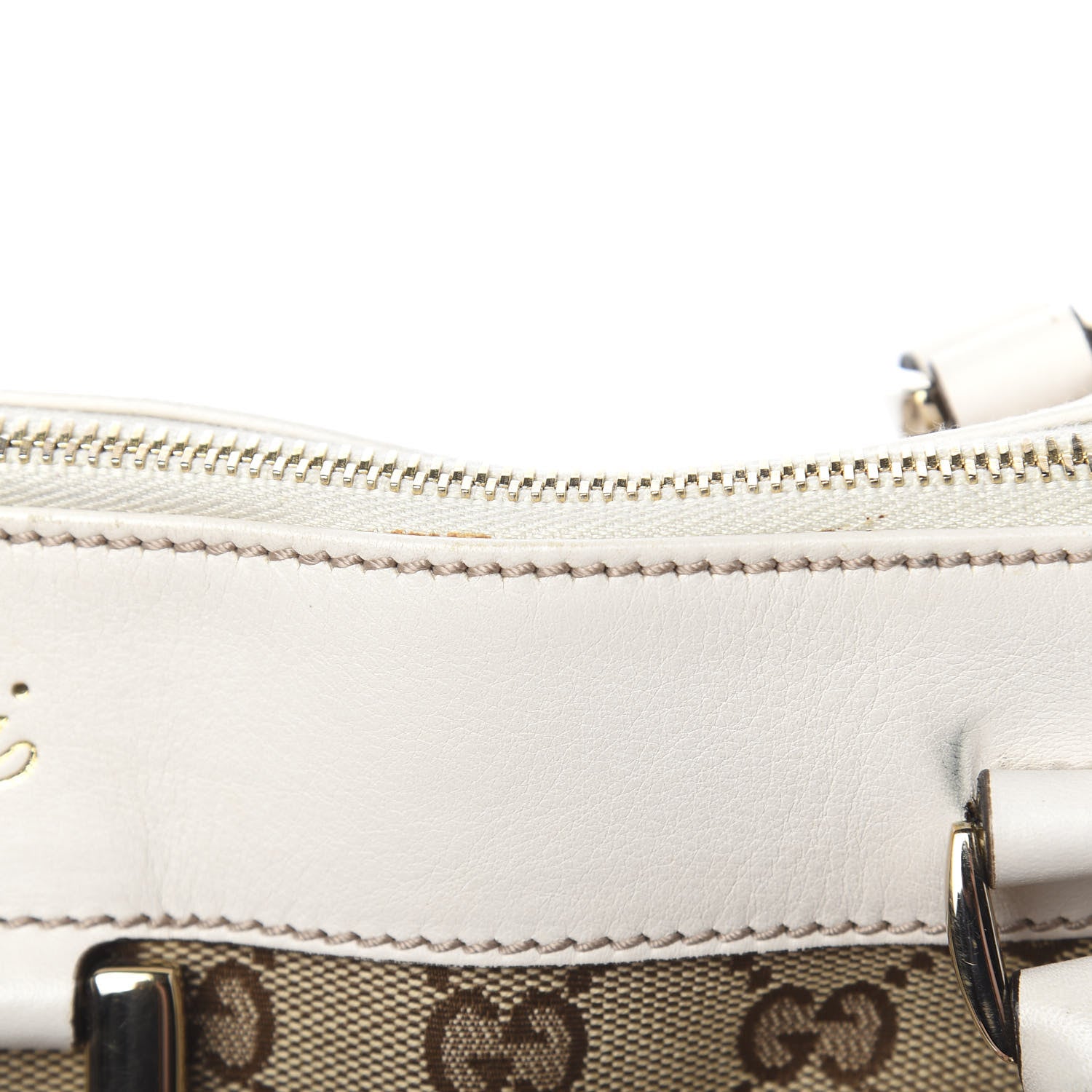 Gucci Monogram D Gold Ring Tote White 9 of 16