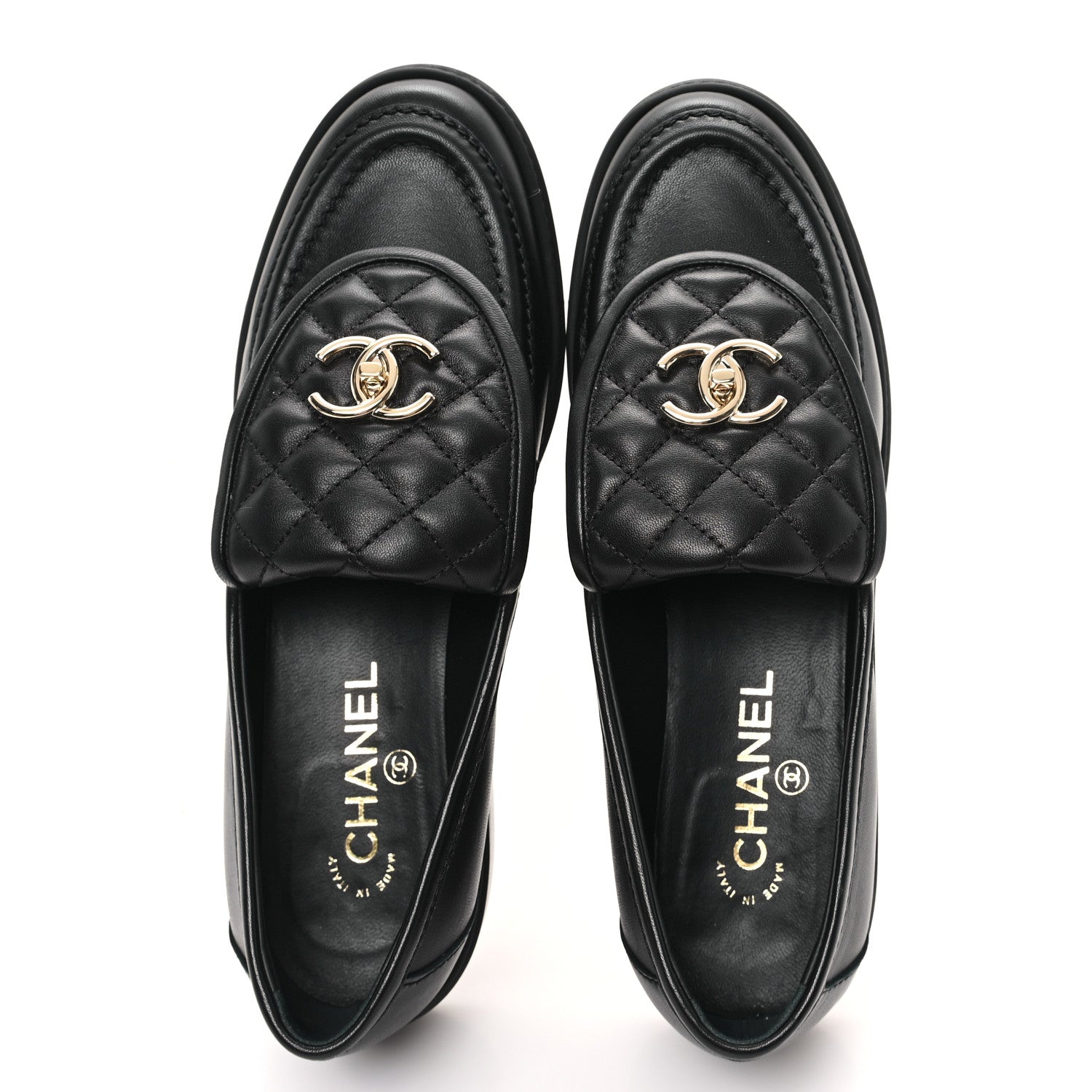 Chanel Lambskin Quilted CC Turnlock Loafers 40.5 Black 2 of 10