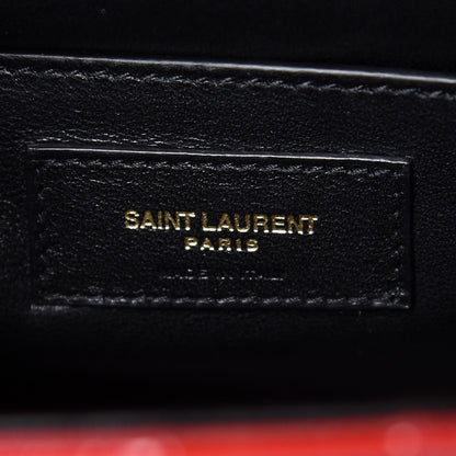 Saint Laurent Patent Matelasse Monogram Large Vicky Chain Bag Rouge Eros 6 of 7