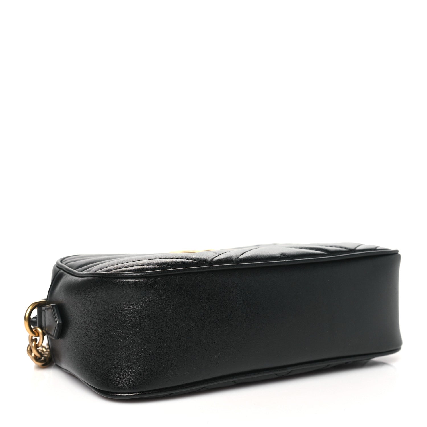 Gucci Calfskin Matelasse Small GG Marmont Chain Shoulder Bag Black 4 of 11
