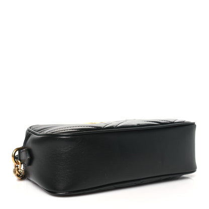 Gucci Calfskin Matelasse Small GG Marmont Chain Shoulder Bag Black 4 of 11