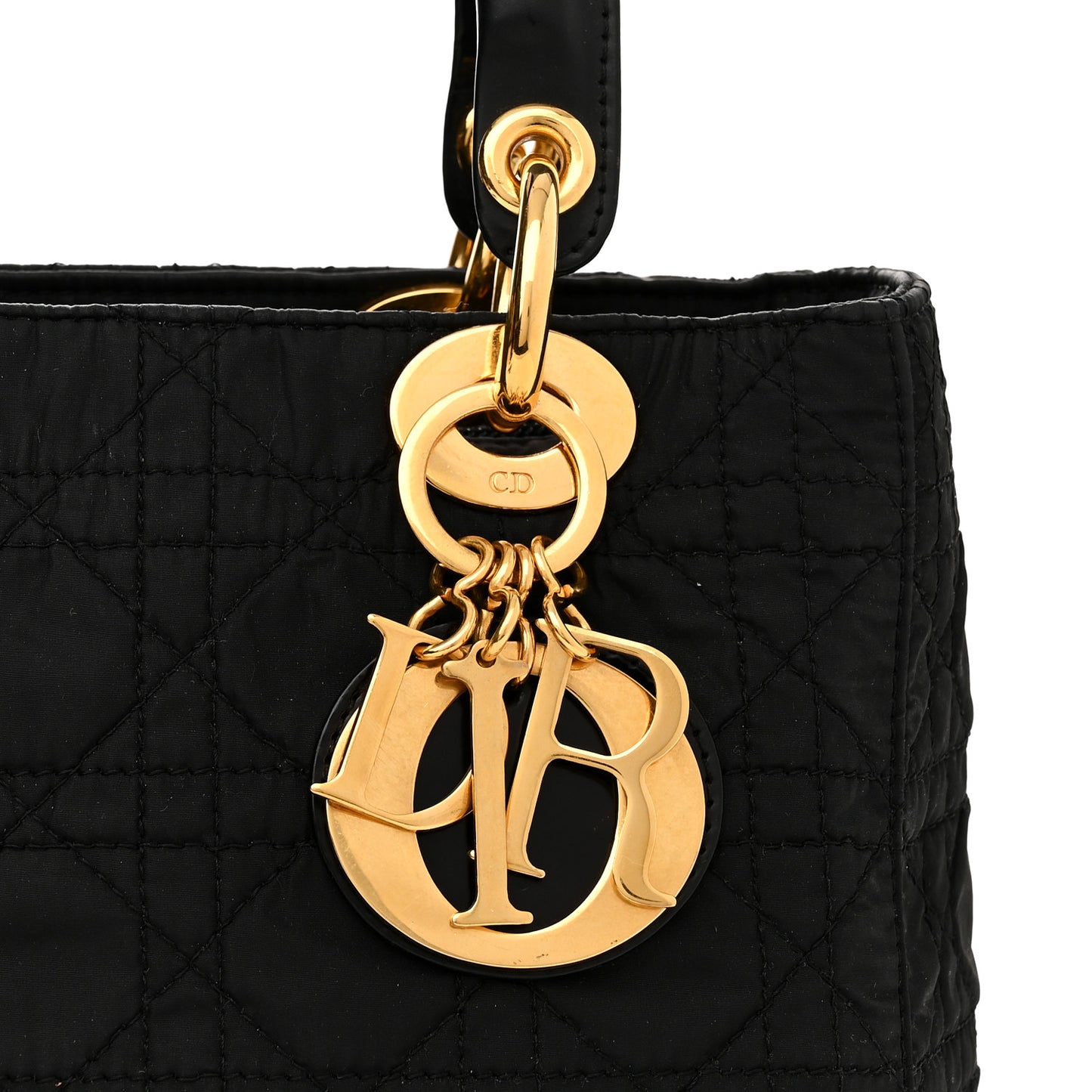 Nylon Cannage Medium Lady Dior Black