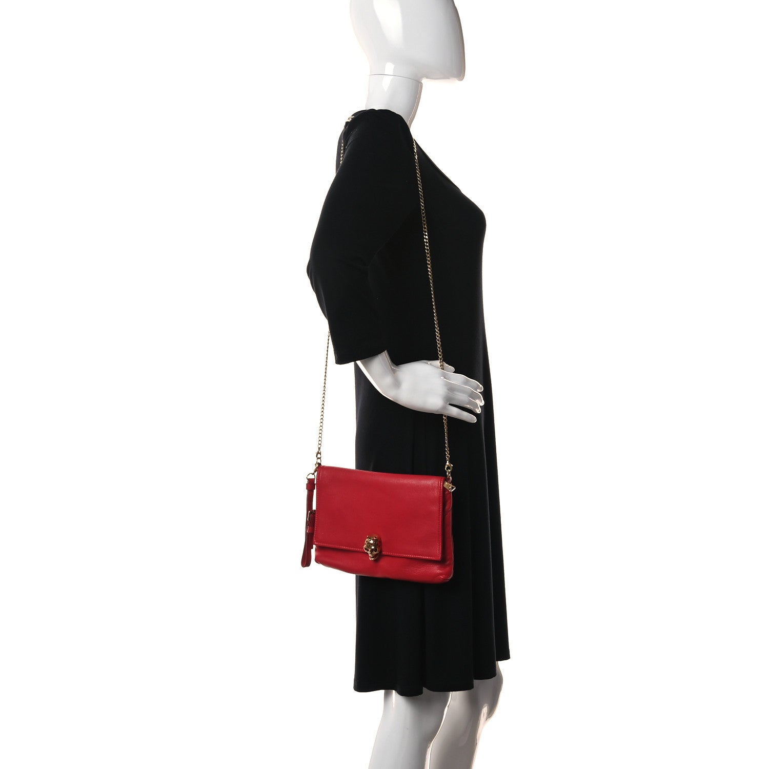Alexander McQueen Calfskin Skull Crossbody Bag Red 3 of 11
