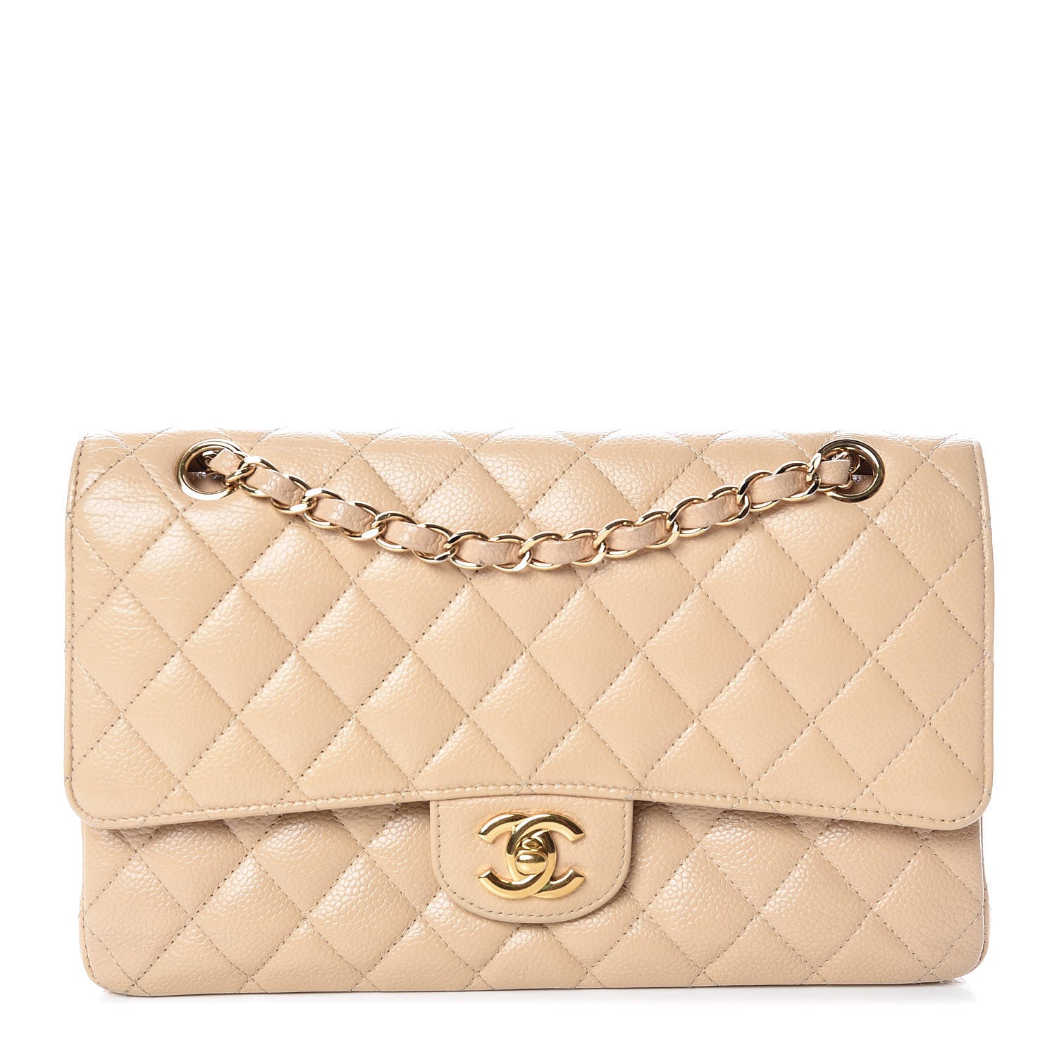 Chanel Caviar Quilted Medium Double Flap Beige Clair 1 of 10