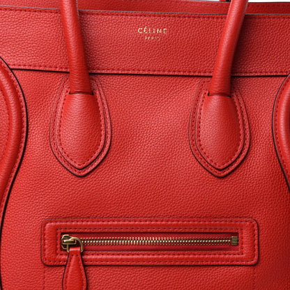 Celine Drummed Calfskin Mini Luggage Coquelicot 10 of 10