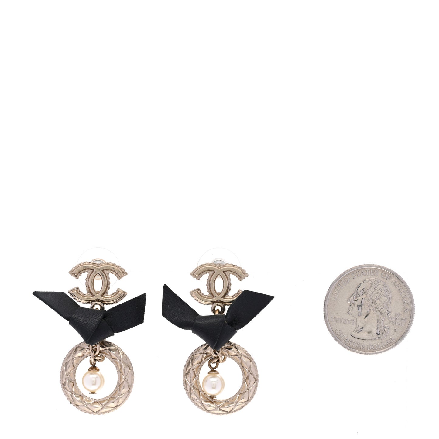 Lambskin Logo Drop Earrings Gold Black