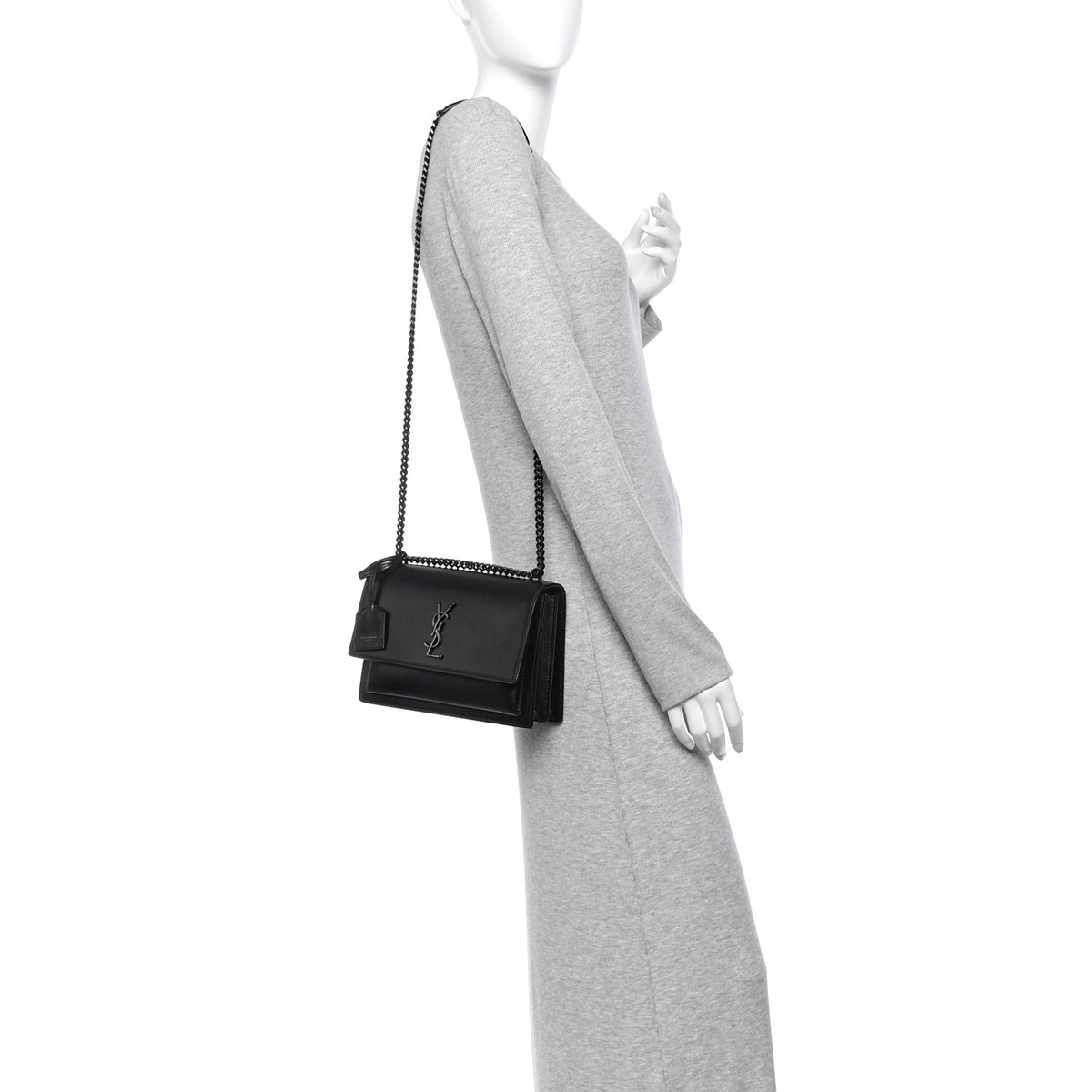 Saint Laurent Calfskin Medium Monogram Monochrome Sunset  Black 2 of 13