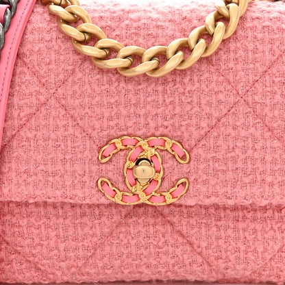 Chanel Metallic Tweed Quilted Medium Chanel 19 Flap Pink 8 of 10